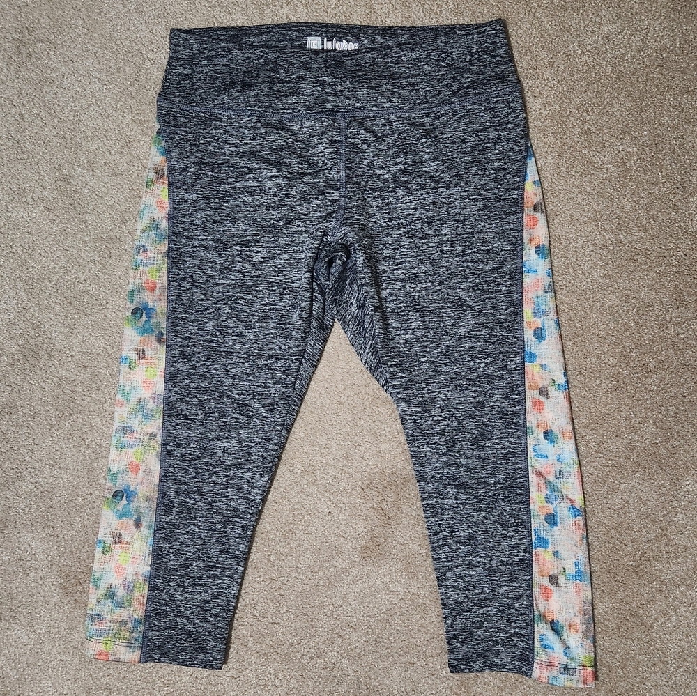 Lularoe Activewear Charcoal Leggings with Colorful Side Stripes